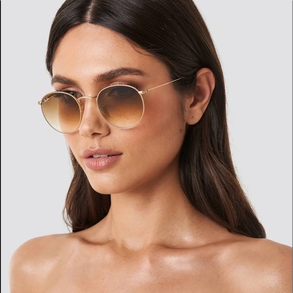 Ray ban round metal light brown gradient Clearance